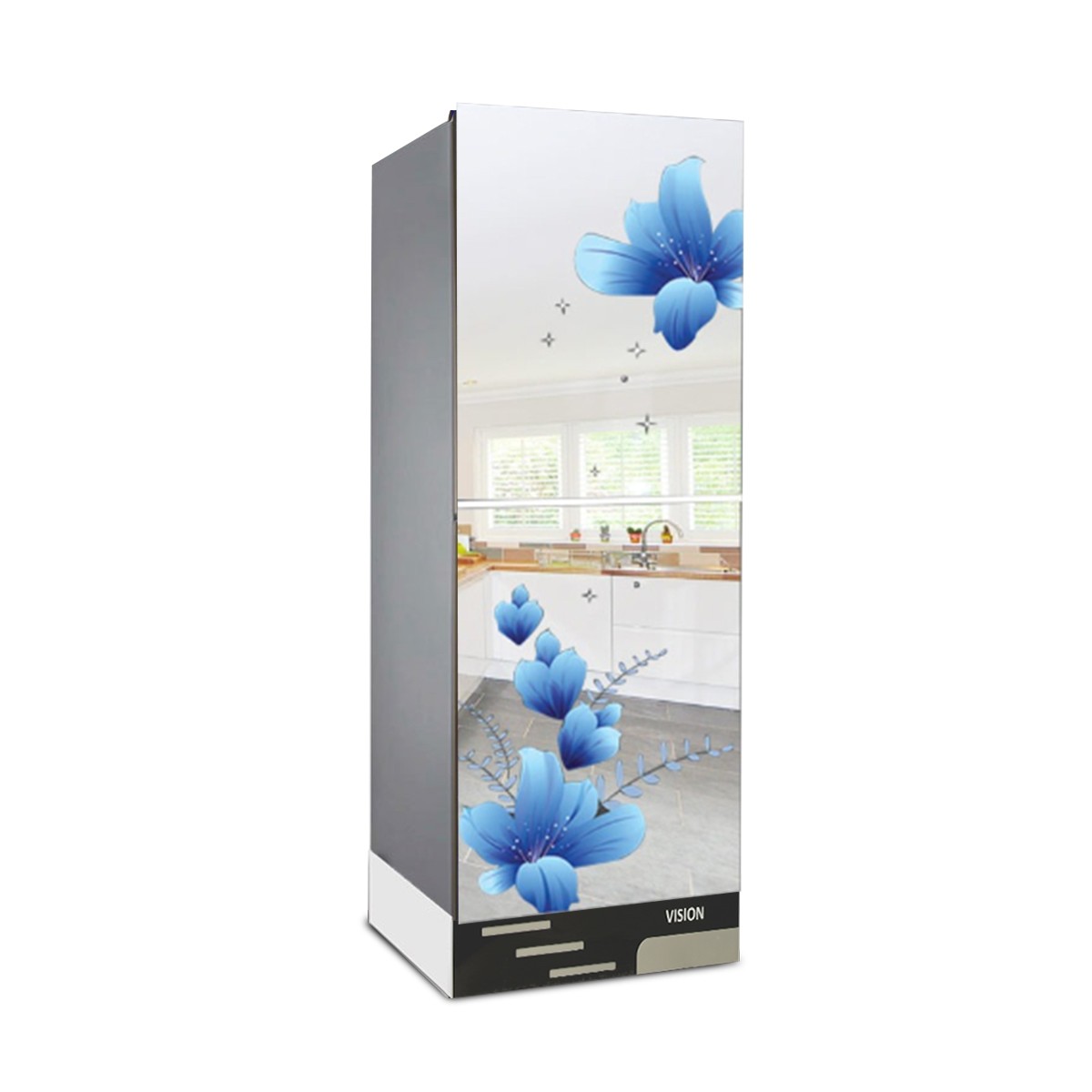 VSN GD Refrigerator RE-222L Mirror Blue FL-TM